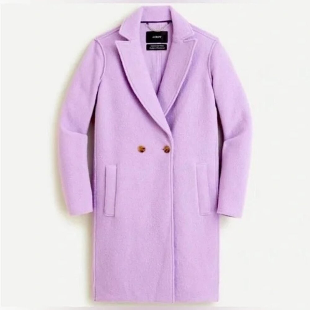 J. Crew Daphne Topcoat Italian Boiled Wool Lilac Lavender Size 0